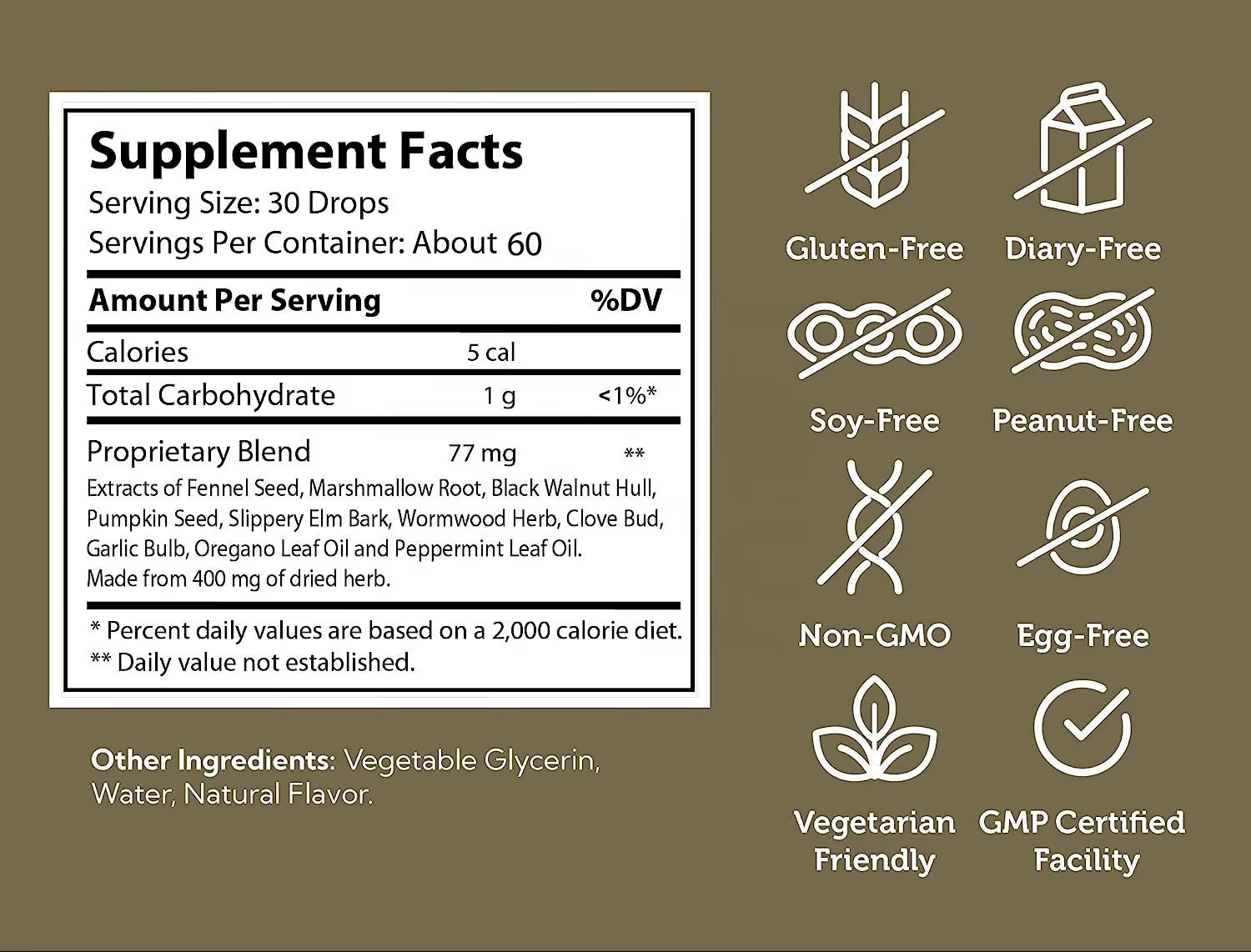 OEM High Quality Detox Supplement Paraguard Cleanse Liquid Drops Gut Health Natural Cleanse Detox for Humans