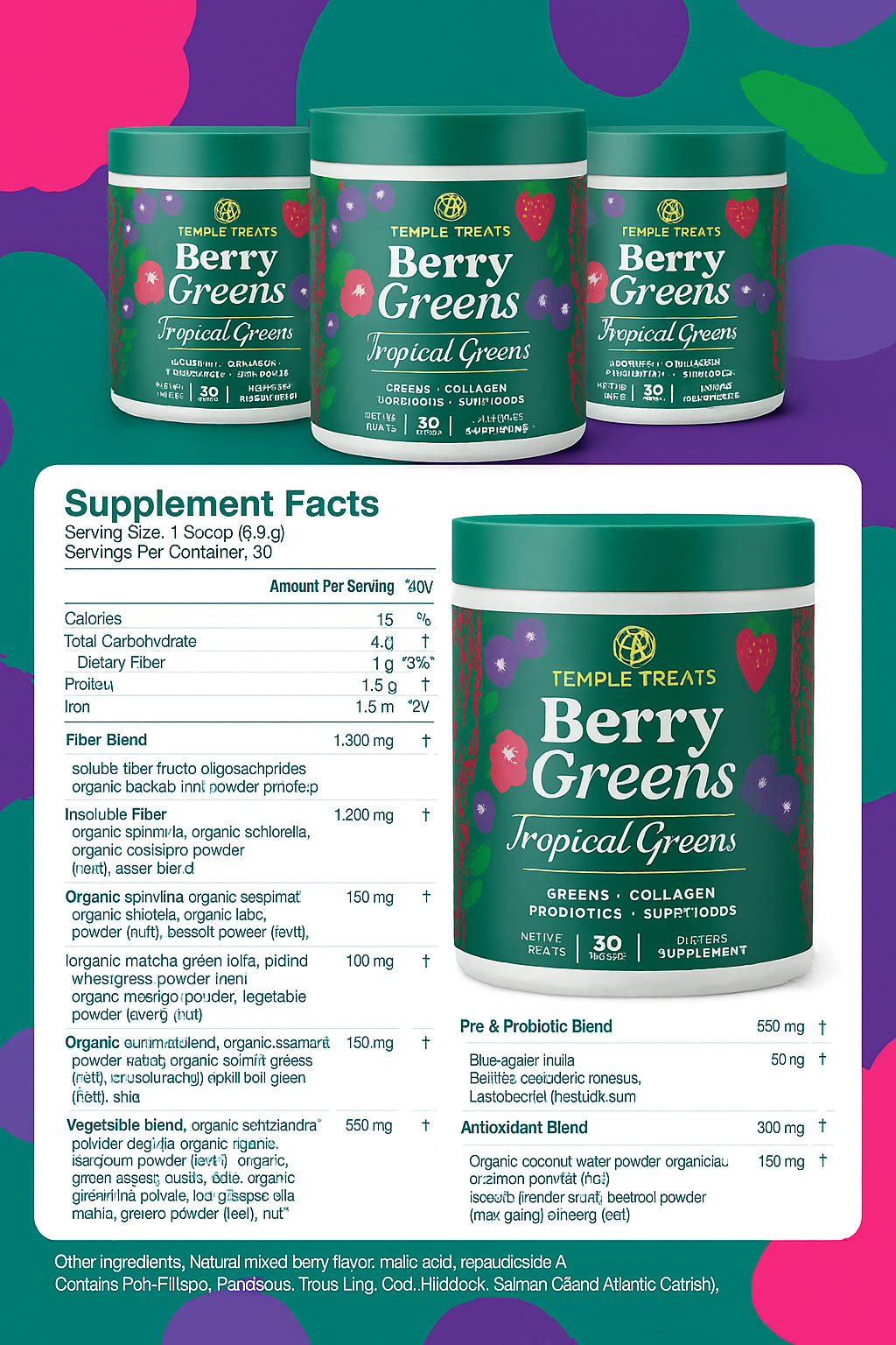 BerryGreens Probiotic Smoothie Juice Mix